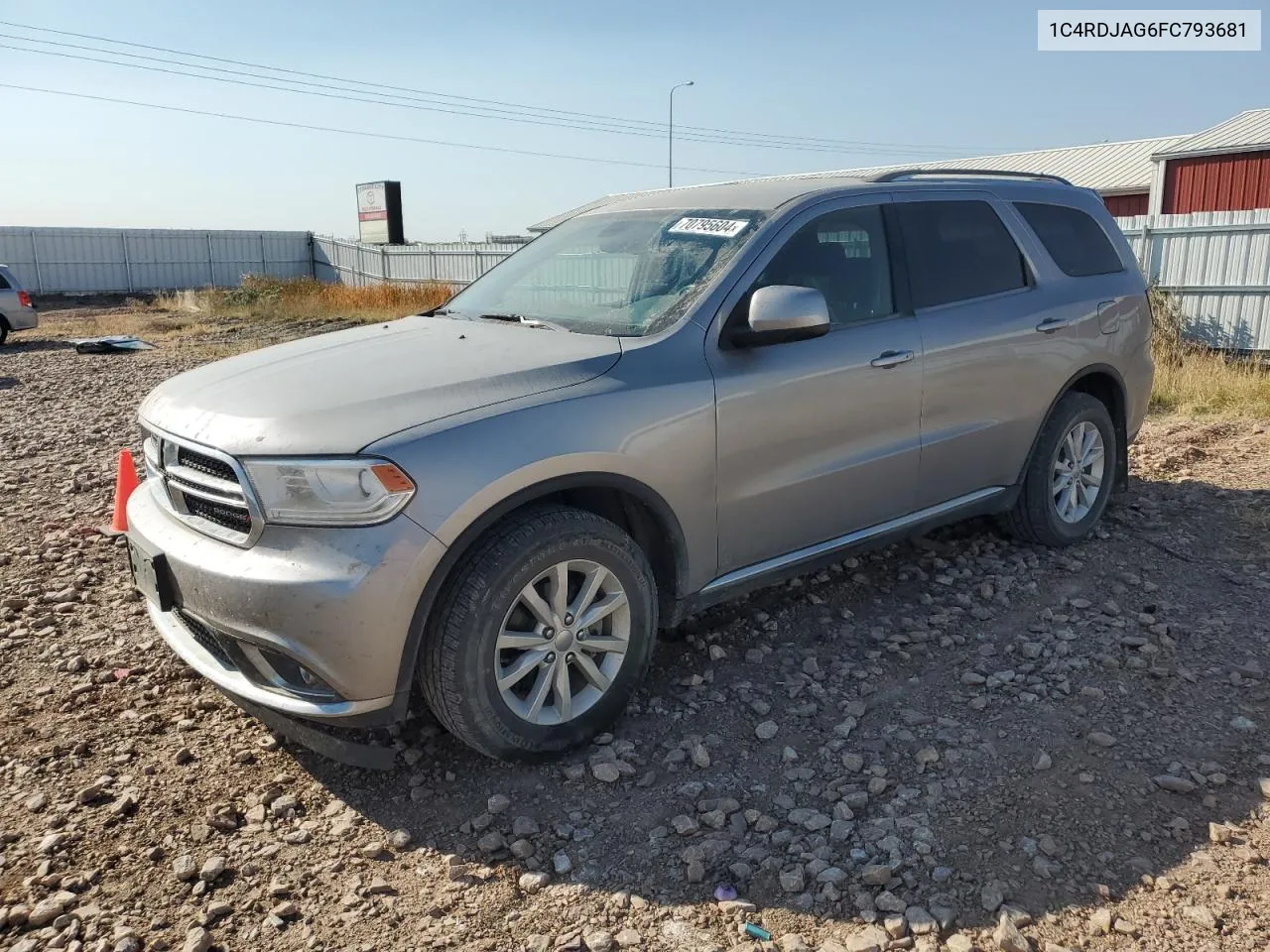 2015 Dodge Durango Sxt VIN: 1C4RDJAG6FC793681 Lot: 70795604