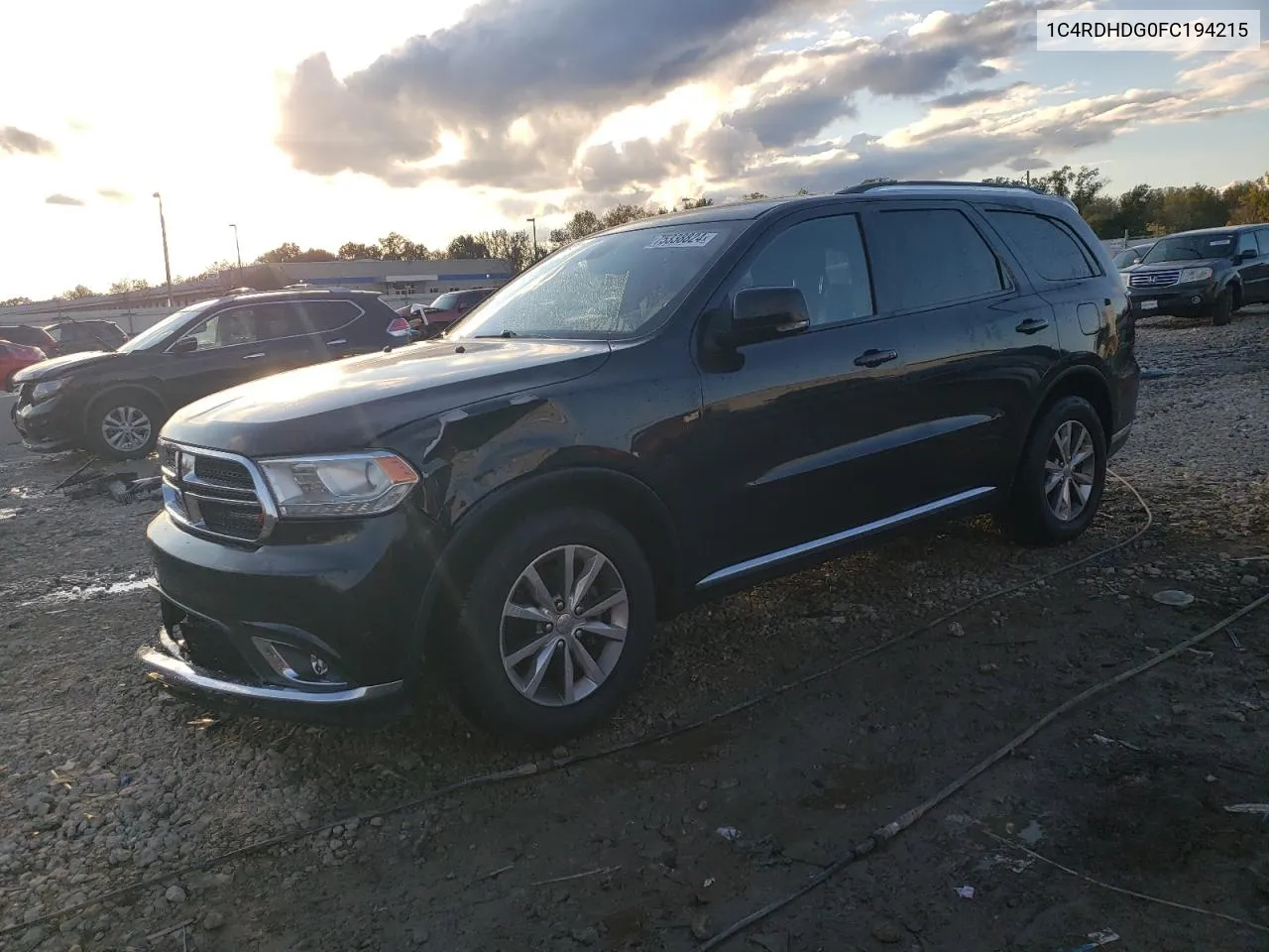 2015 Dodge Durango Limited VIN: 1C4RDHDG0FC194215 Lot: 75338824