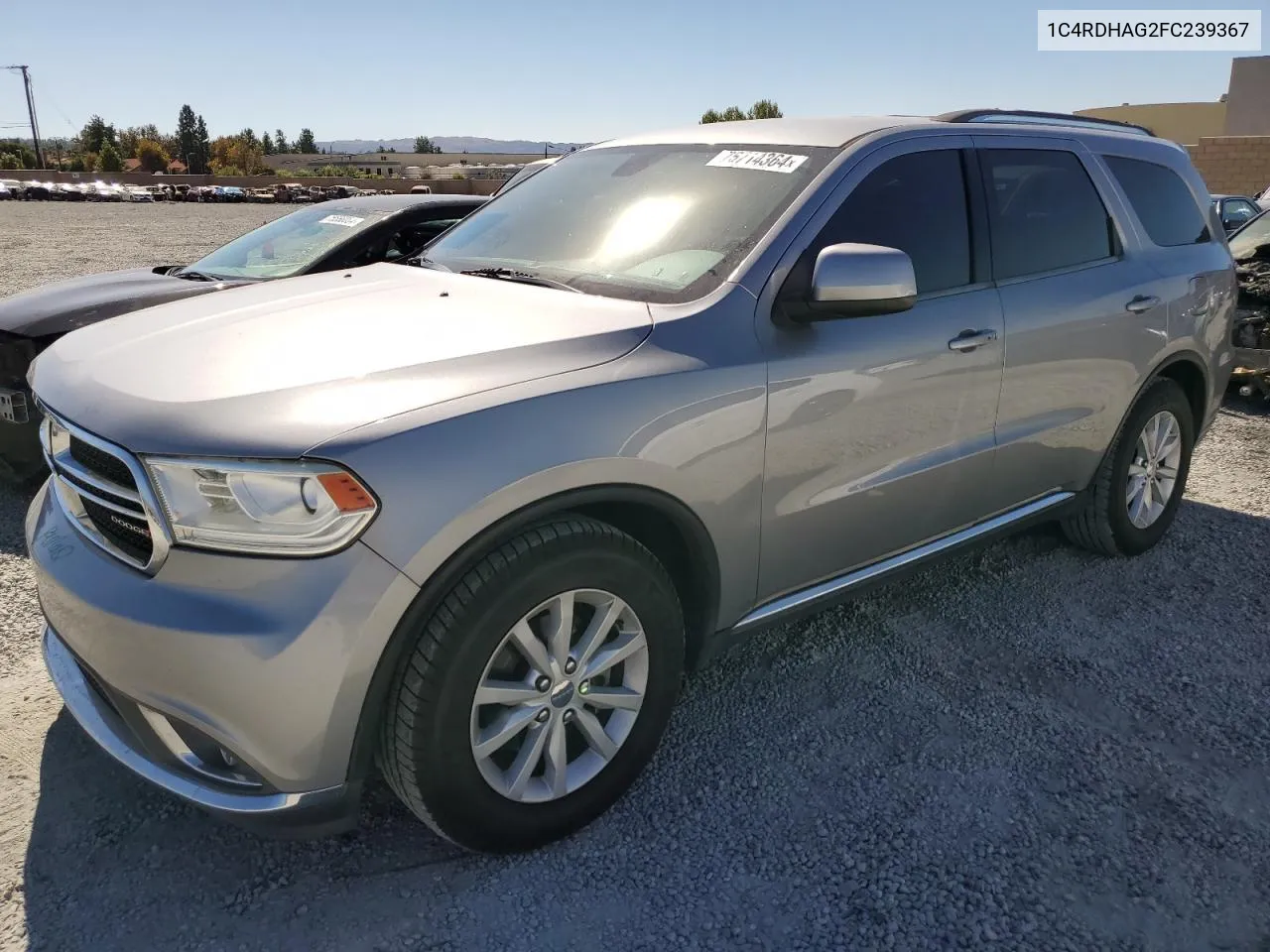 2015 Dodge Durango Sxt VIN: 1C4RDHAG2FC239367 Lot: 75714364