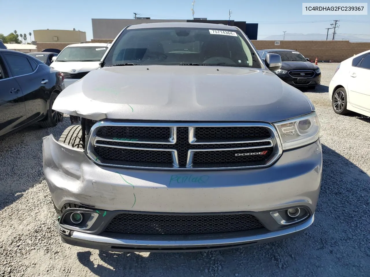 2015 Dodge Durango Sxt VIN: 1C4RDHAG2FC239367 Lot: 75714364