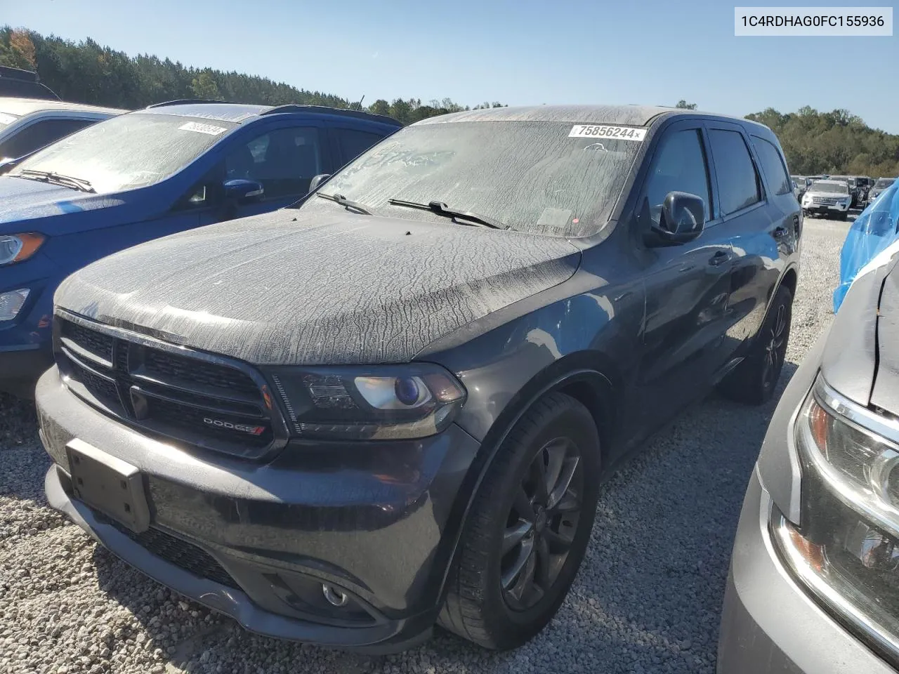 2015 Dodge Durango Sxt VIN: 1C4RDHAG0FC155936 Lot: 75856244