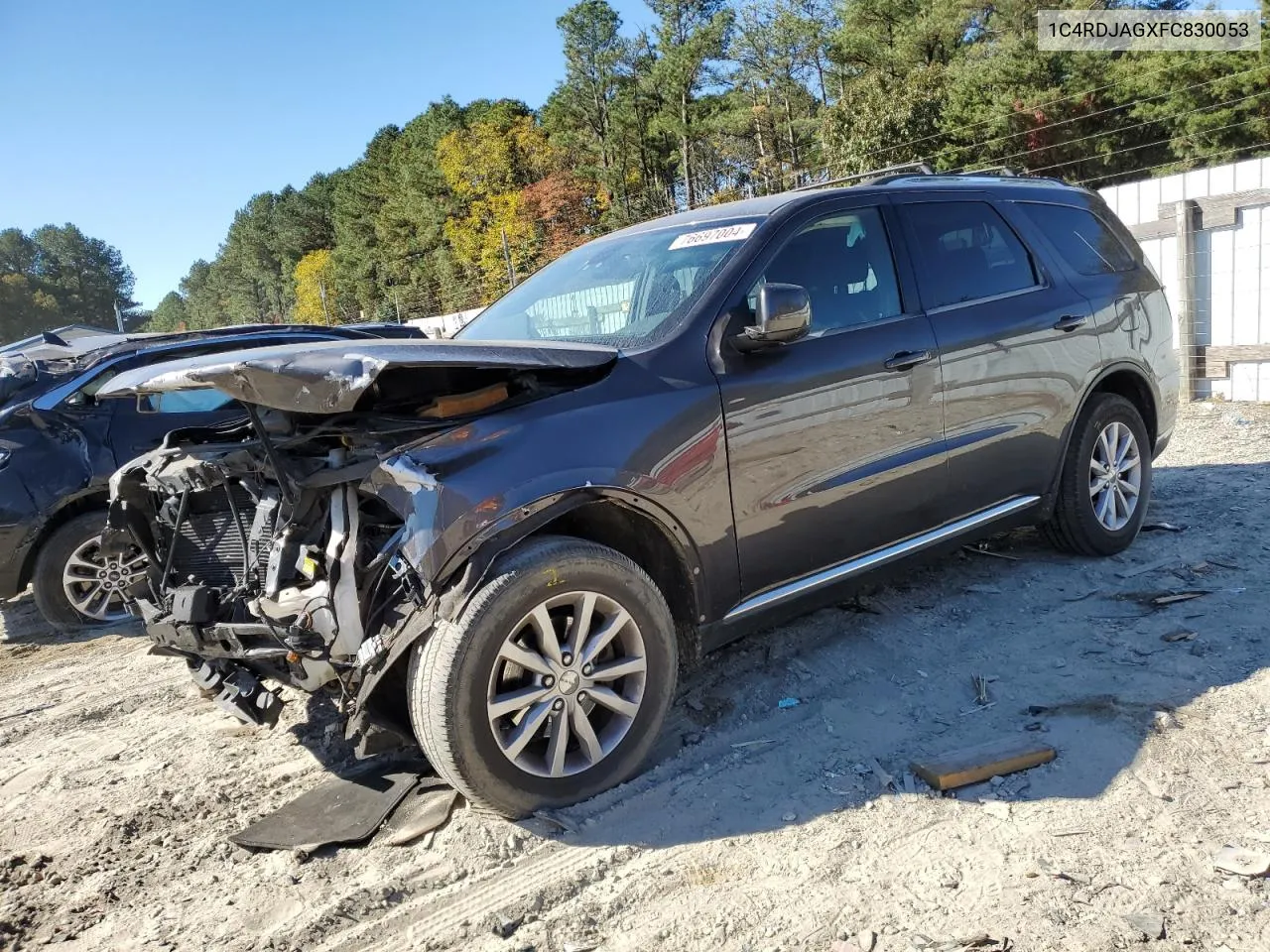 2015 Dodge Durango Sxt VIN: 1C4RDJAGXFC830053 Lot: 76697004