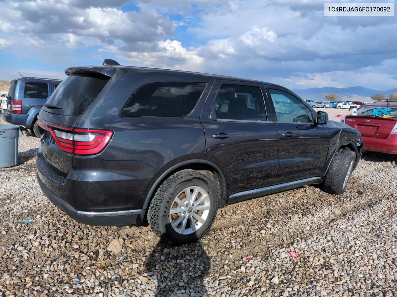 2015 Dodge Durango Sxt VIN: 1C4RDJAG6FC170092 Lot: 80348784