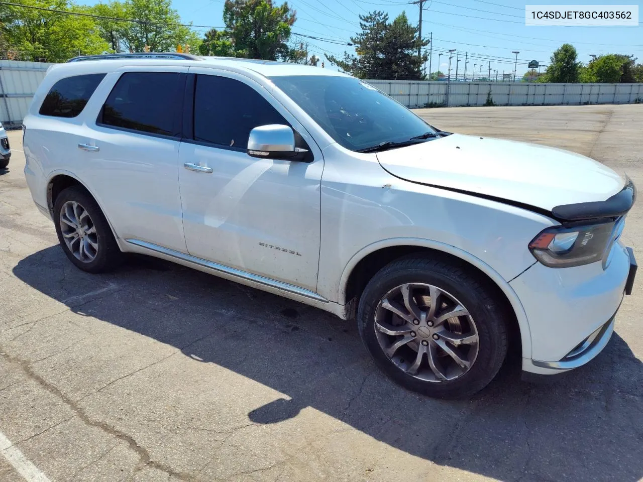 1C4SDJET8GC403562 2016 Dodge Durango Citadel