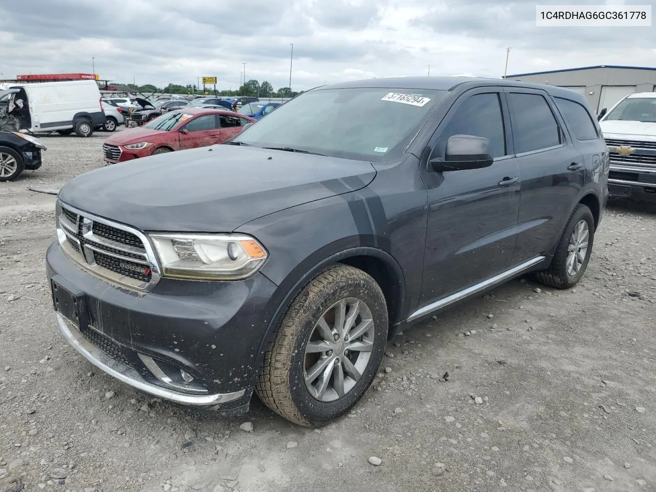 2016 Dodge Durango Sxt VIN: 1C4RDHAG6GC361778 Lot: 57165294