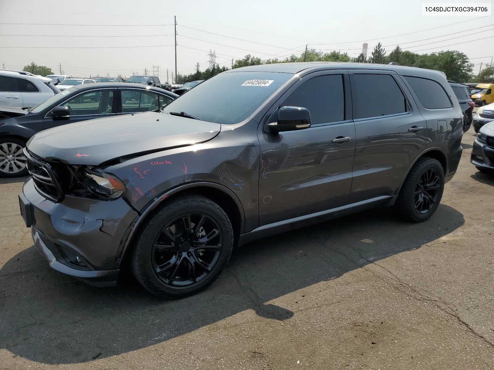 2016 Dodge Durango R/T VIN: 1C4SDJCTXGC394706 Lot: 64425694