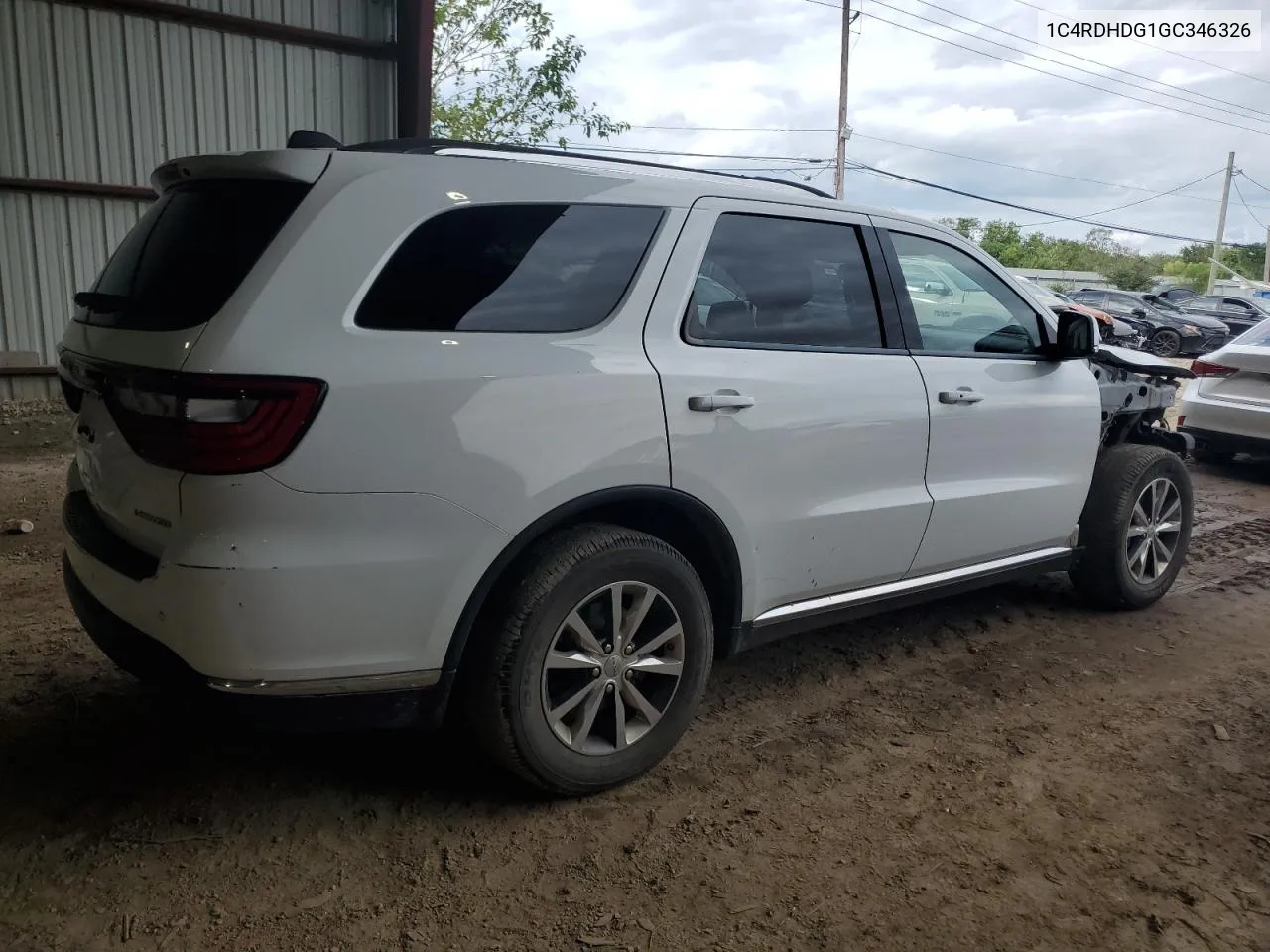 2016 Dodge Durango Limited VIN: 1C4RDHDG1GC346326 Lot: 69729944