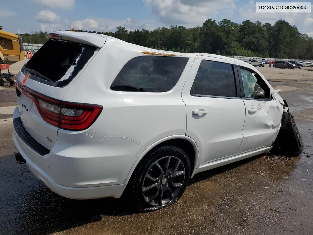 2016 Dodge Durango R/T VIN: 1C4SDJCT5GC398355 Lot: 71119764