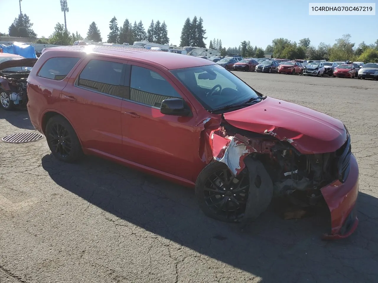 2016 Dodge Durango Sxt VIN: 1C4RDHAG7GC467219 Lot: 72028394