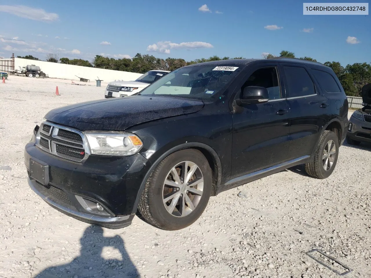 2016 Dodge Durango Limited VIN: 1C4RDHDG8GC432748 Lot: 72319094