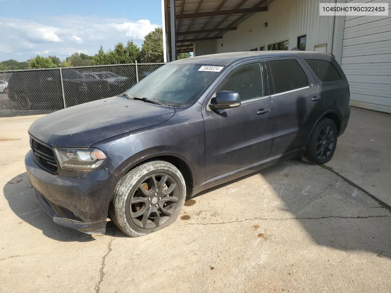 2016 Dodge Durango R/T VIN: 1C4SDHCT9GC322453 Lot: 73830224