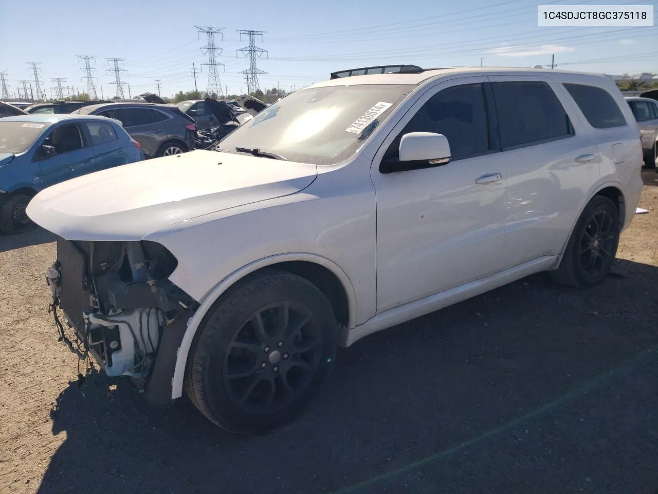 2016 Dodge Durango R/T VIN: 1C4SDJCT8GC375118 Lot: 74139514