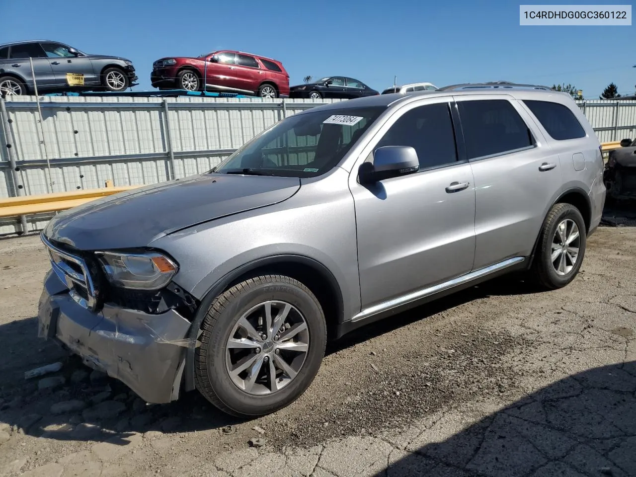 2016 Dodge Durango Limited VIN: 1C4RDHDG0GC360122 Lot: 74173064