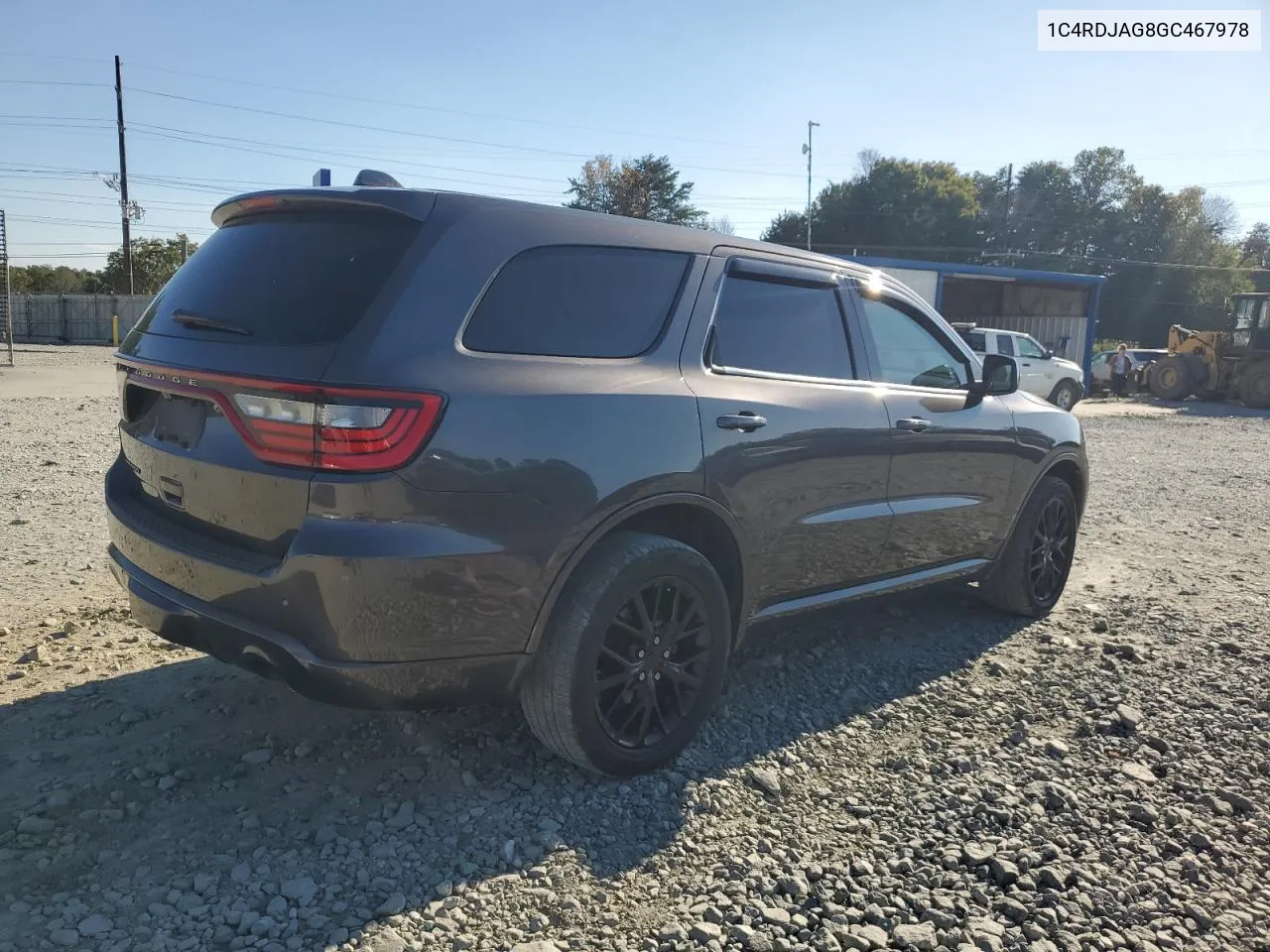 2016 Dodge Durango Sxt VIN: 1C4RDJAG8GC467978 Lot: 75253244