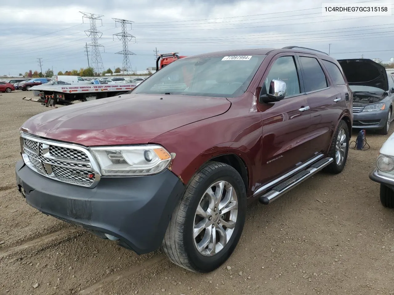 2016 Dodge Durango Citadel VIN: 1C4RDHEG7GC315158 Lot: 77097994