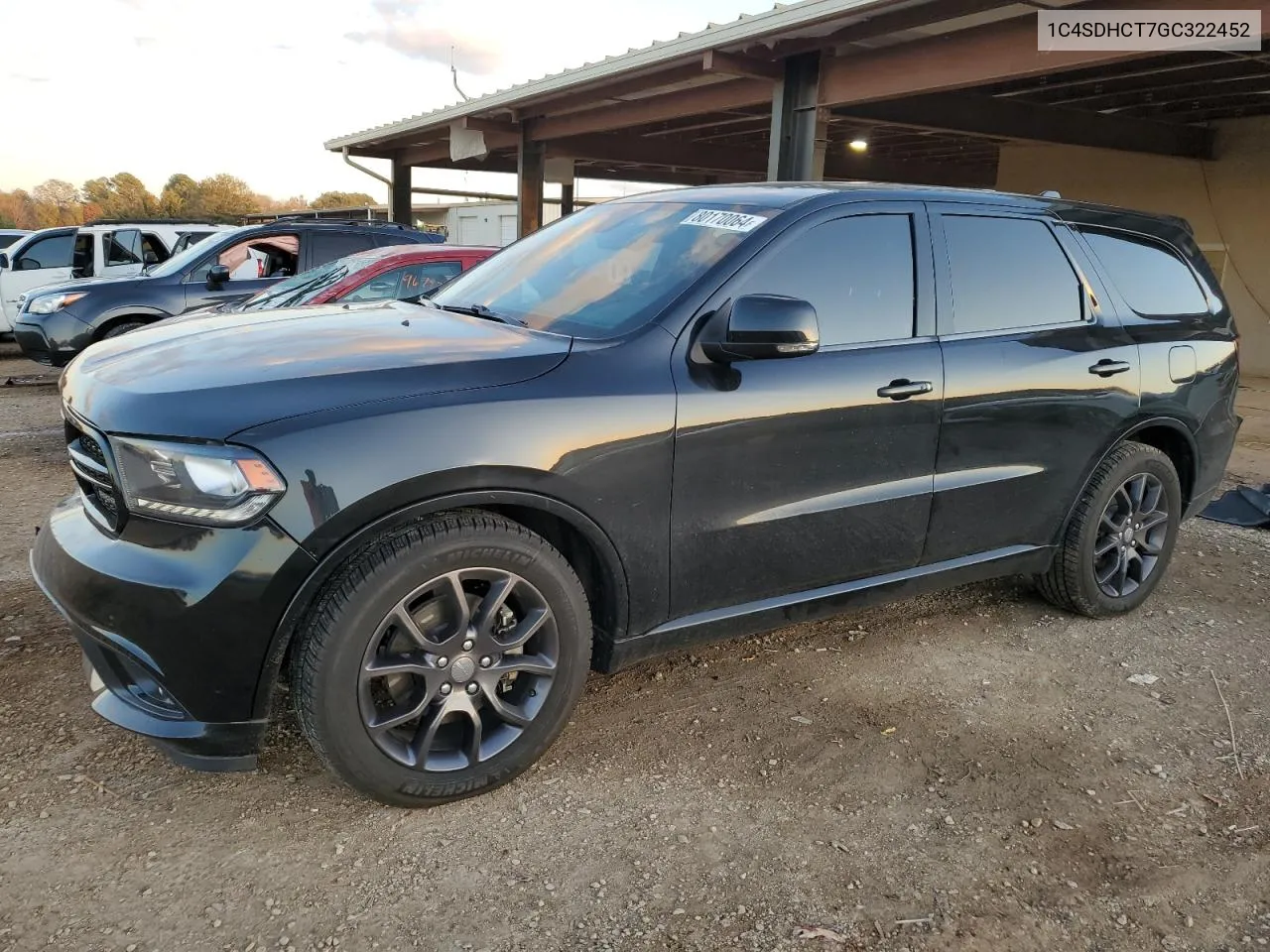 2016 Dodge Durango R/T VIN: 1C4SDHCT7GC322452 Lot: 80170064