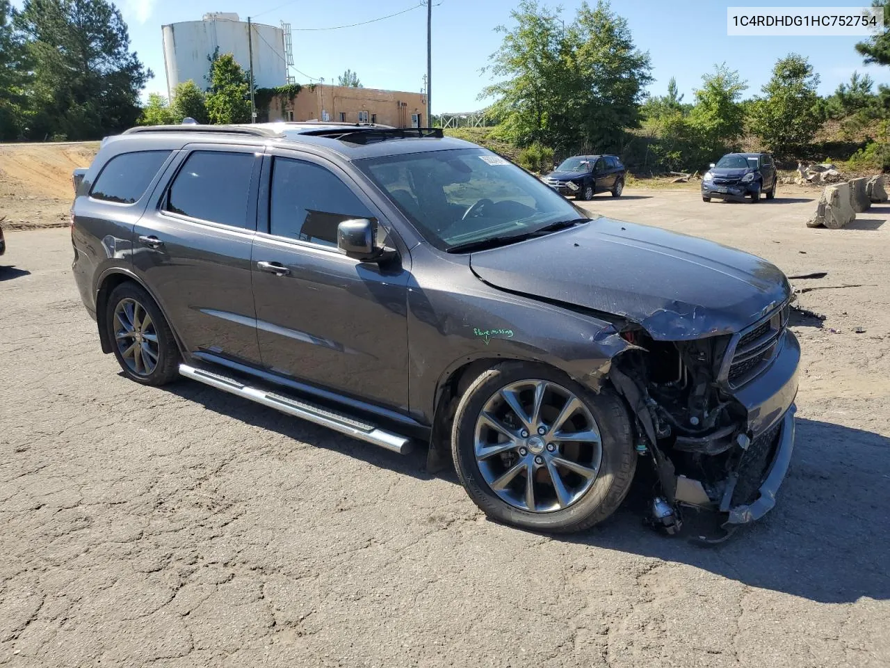 2017 Dodge Durango Gt VIN: 1C4RDHDG1HC752754 Lot: 56204394