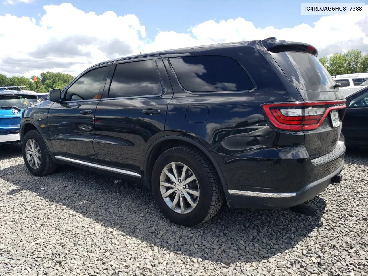 2017 Dodge Durango Sxt VIN: 1C4RDJAG5HC817388 Lot: 58190154