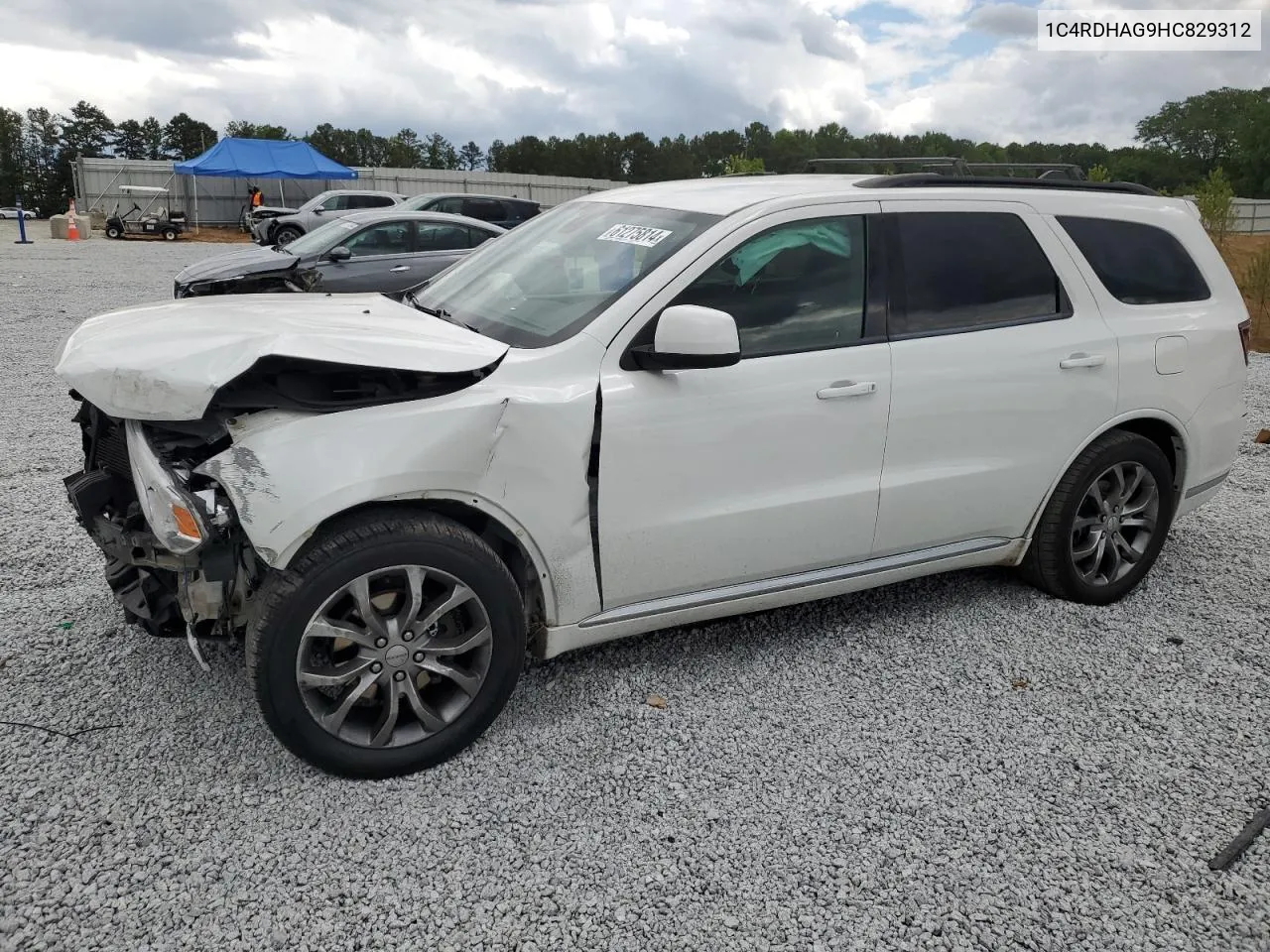 2017 Dodge Durango Sxt VIN: 1C4RDHAG9HC829312 Lot: 61275814