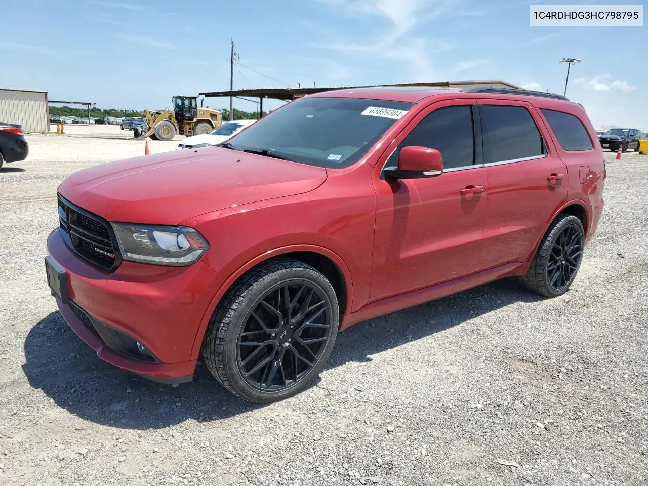 2017 Dodge Durango Gt VIN: 1C4RDHDG3HC798795 Lot: 65899304