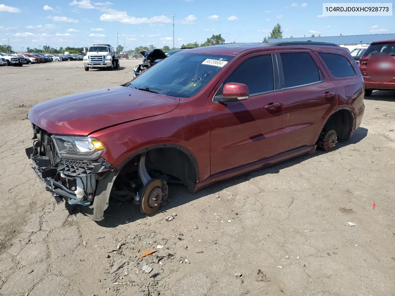 2017 Dodge Durango Gt VIN: 1C4RDJDGXHC928773 Lot: 66239684