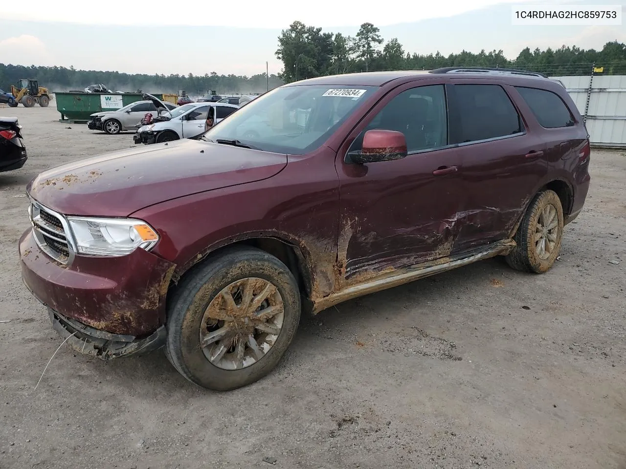 2017 Dodge Durango Sxt VIN: 1C4RDHAG2HC859753 Lot: 67270934