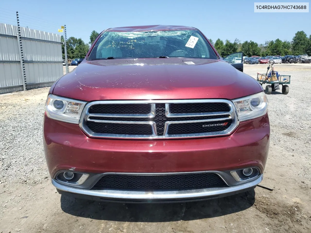 2017 Dodge Durango Sxt VIN: 1C4RDHAG7HC743688 Lot: 68184104