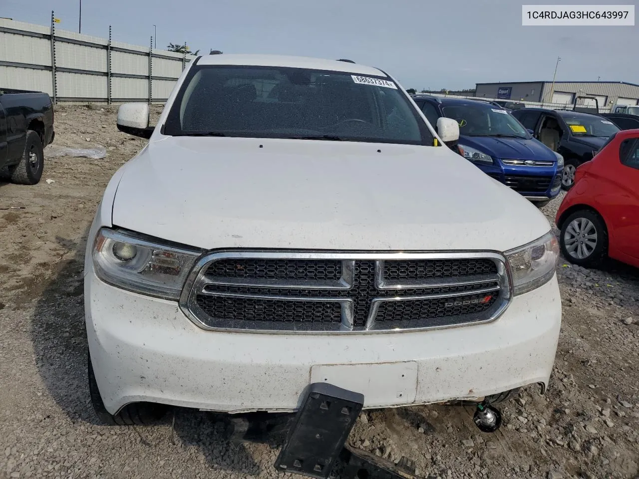 2017 Dodge Durango Sxt VIN: 1C4RDJAG3HC643997 Lot: 68637374