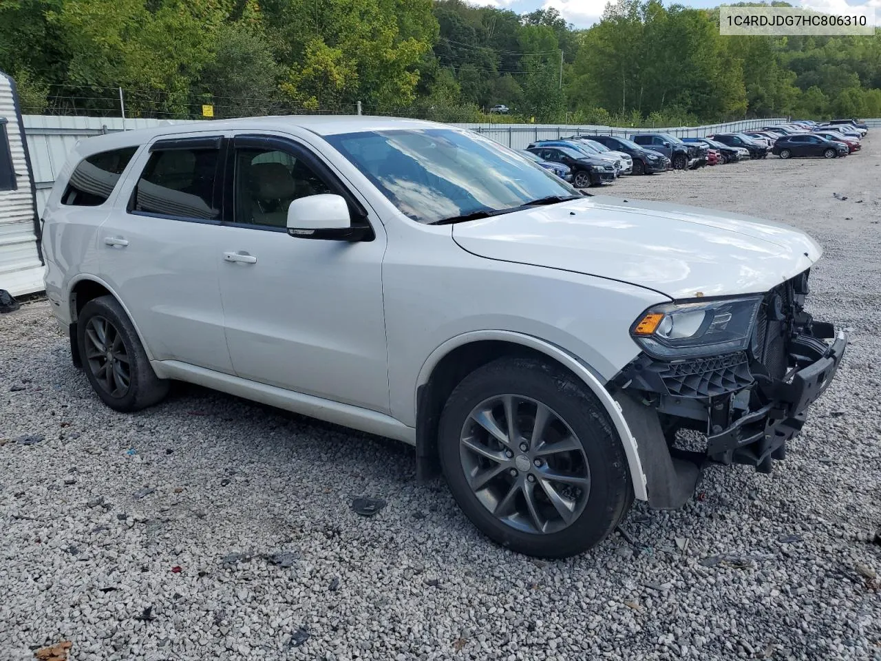 2017 Dodge Durango Gt VIN: 1C4RDJDG7HC806310 Lot: 69473164