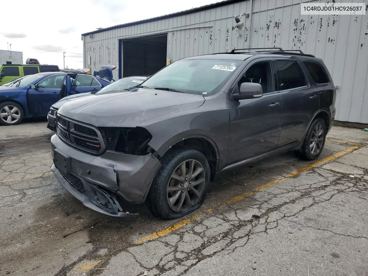 2017 Dodge Durango Gt VIN: 1C4RDJDG1HC926037 Lot: 71125704