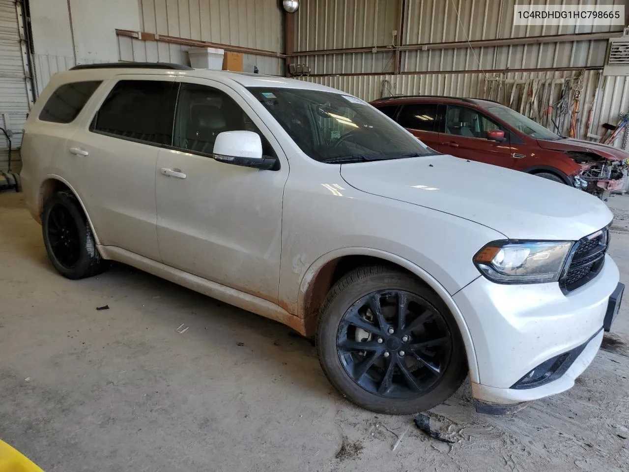 2017 Dodge Durango Gt VIN: 1C4RDHDG1HC798665 Lot: 71183434