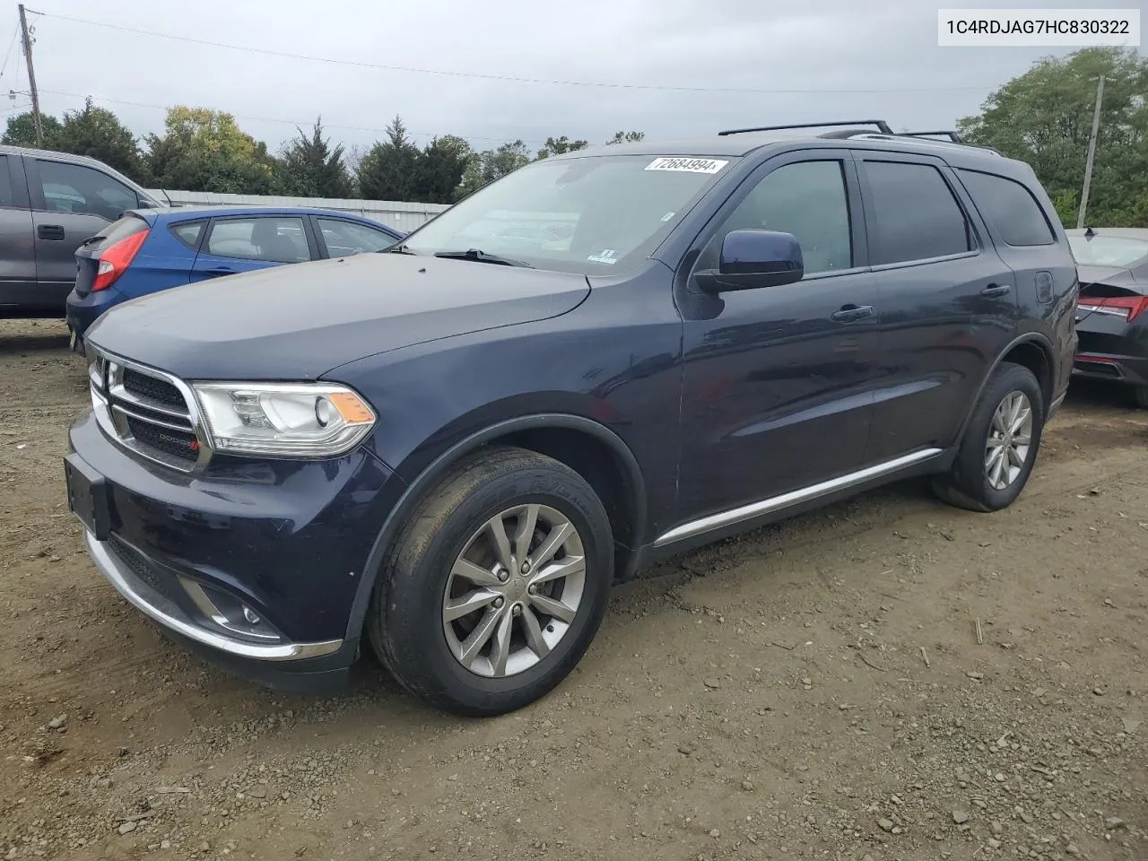 2017 Dodge Durango Sxt VIN: 1C4RDJAG7HC830322 Lot: 72684994