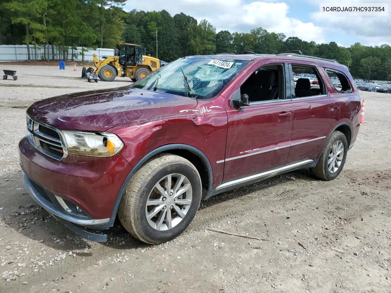 2017 Dodge Durango Sxt VIN: 1C4RDJAG7HC937354 Lot: 74315624