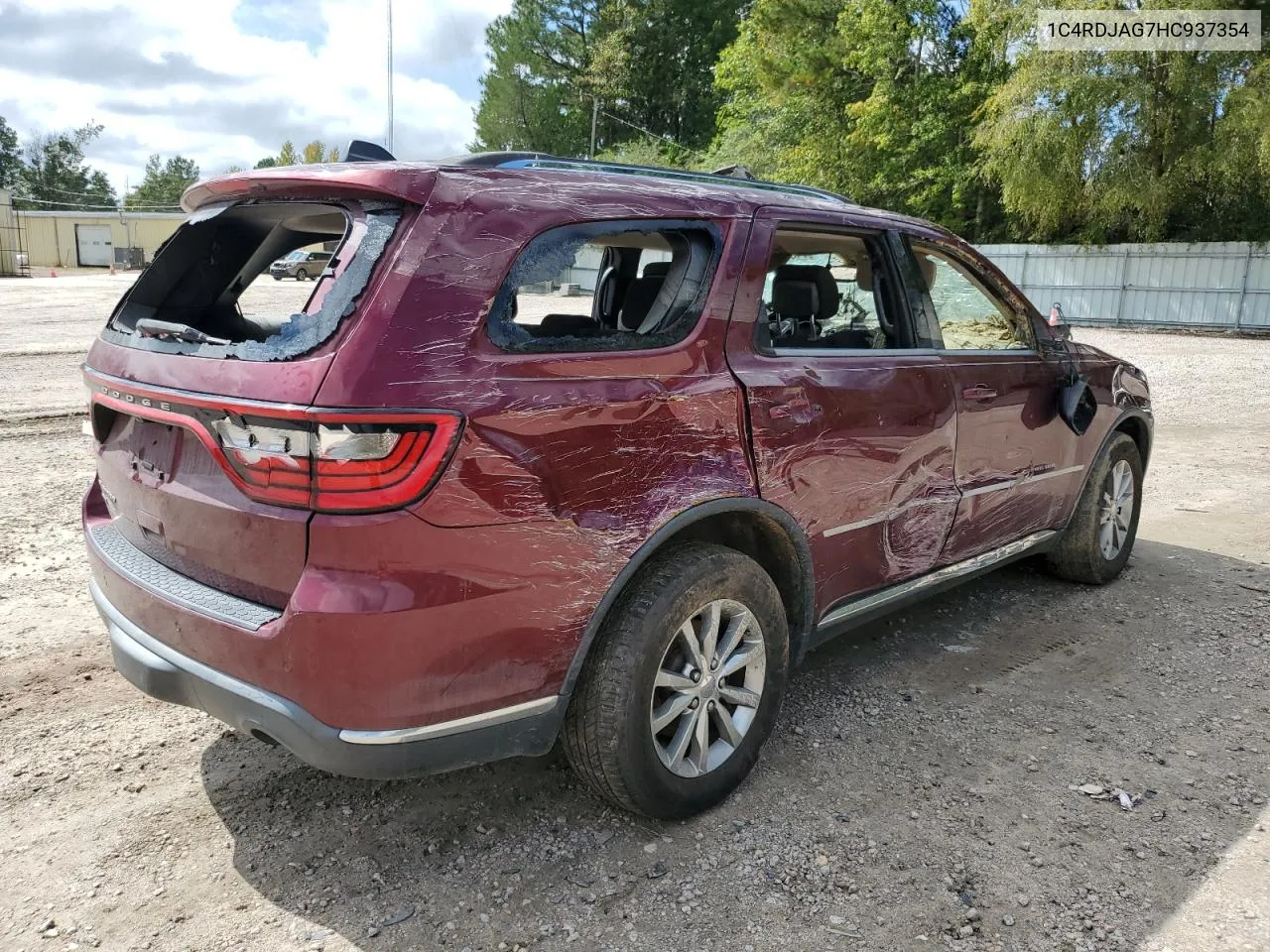 2017 Dodge Durango Sxt VIN: 1C4RDJAG7HC937354 Lot: 74315624