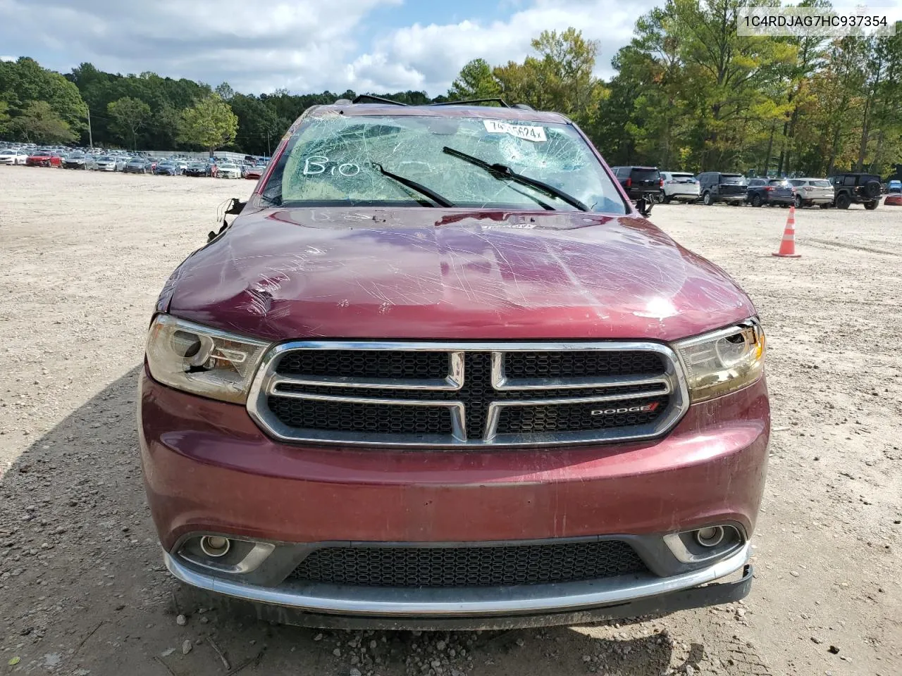 2017 Dodge Durango Sxt VIN: 1C4RDJAG7HC937354 Lot: 74315624