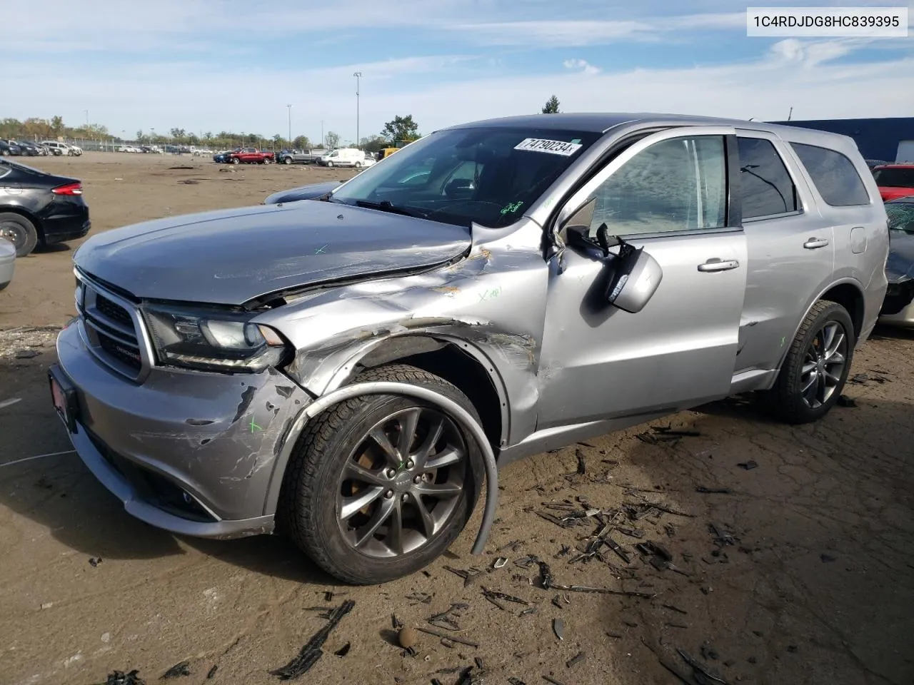 1C4RDJDG8HC839395 2017 Dodge Durango Gt