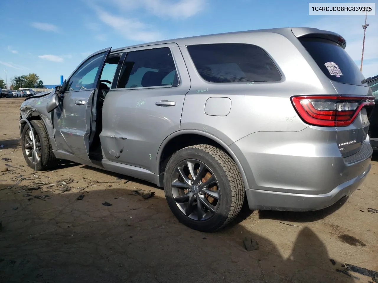 2017 Dodge Durango Gt VIN: 1C4RDJDG8HC839395 Lot: 74790234