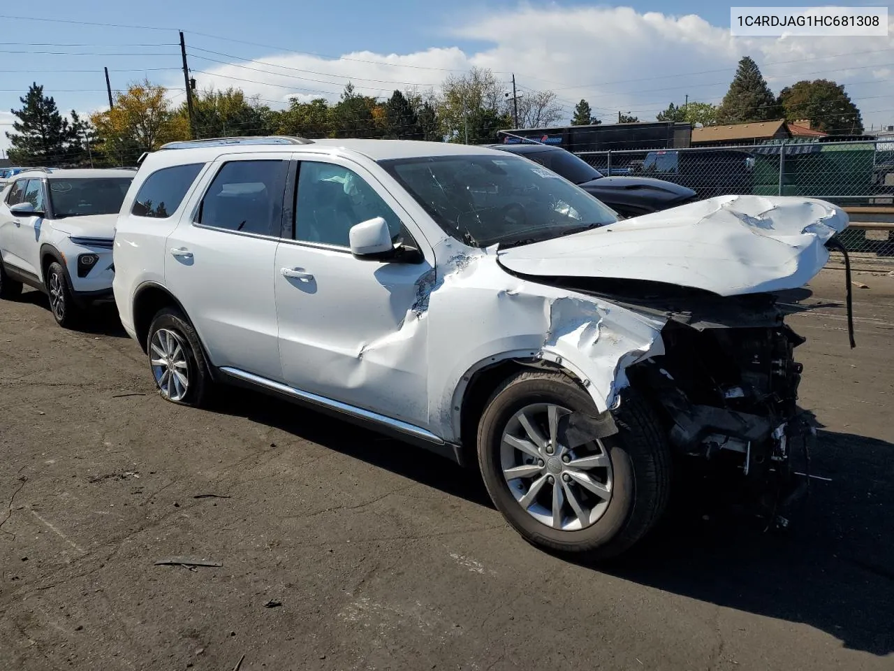 2017 Dodge Durango Sxt VIN: 1C4RDJAG1HC681308 Lot: 75243034