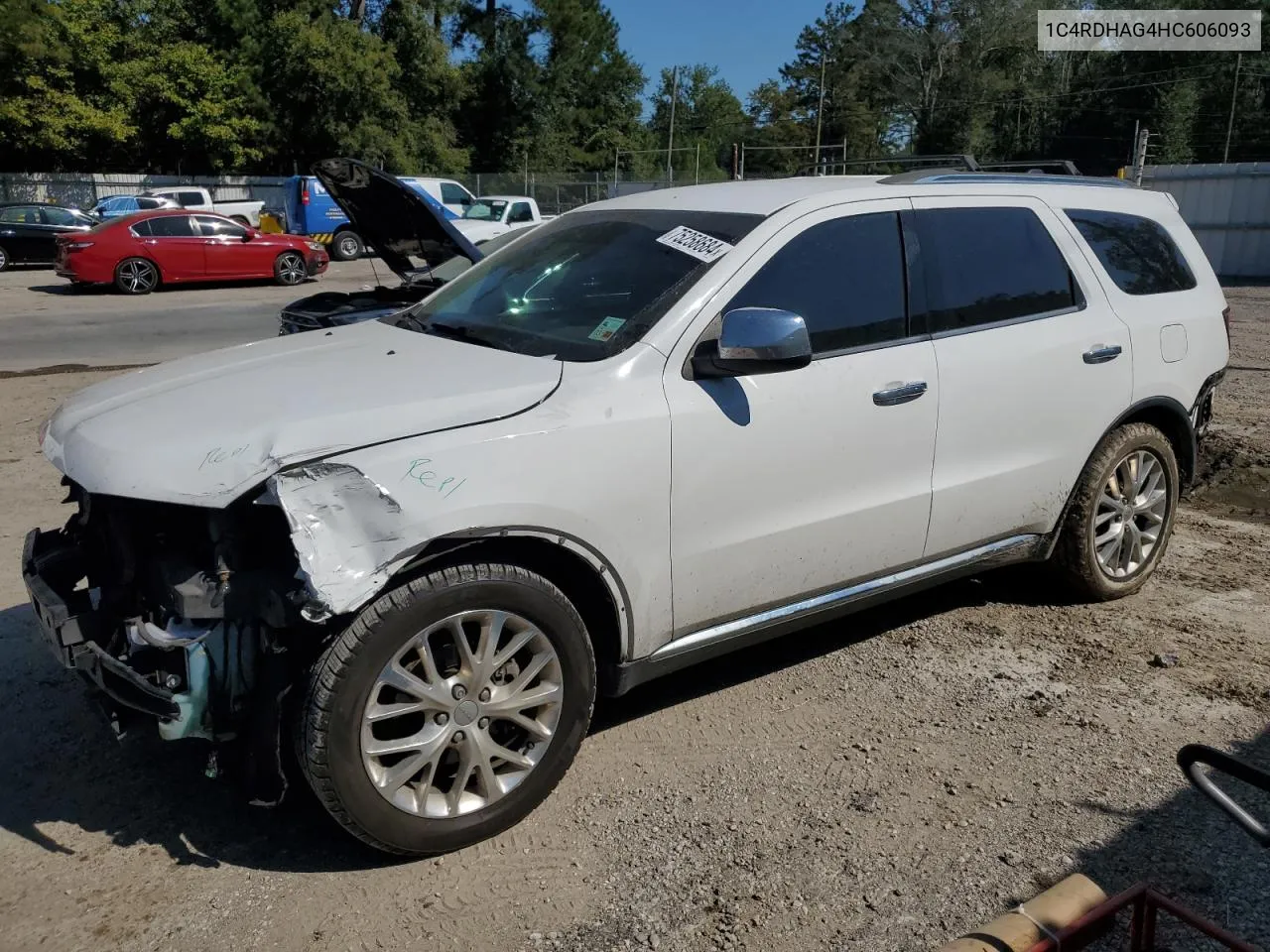 2017 Dodge Durango Sxt VIN: 1C4RDHAG4HC606093 Lot: 75258684