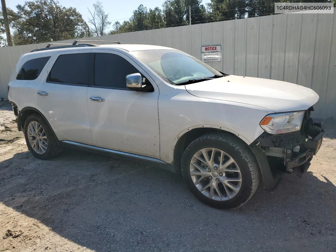 2017 Dodge Durango Sxt VIN: 1C4RDHAG4HC606093 Lot: 75258684