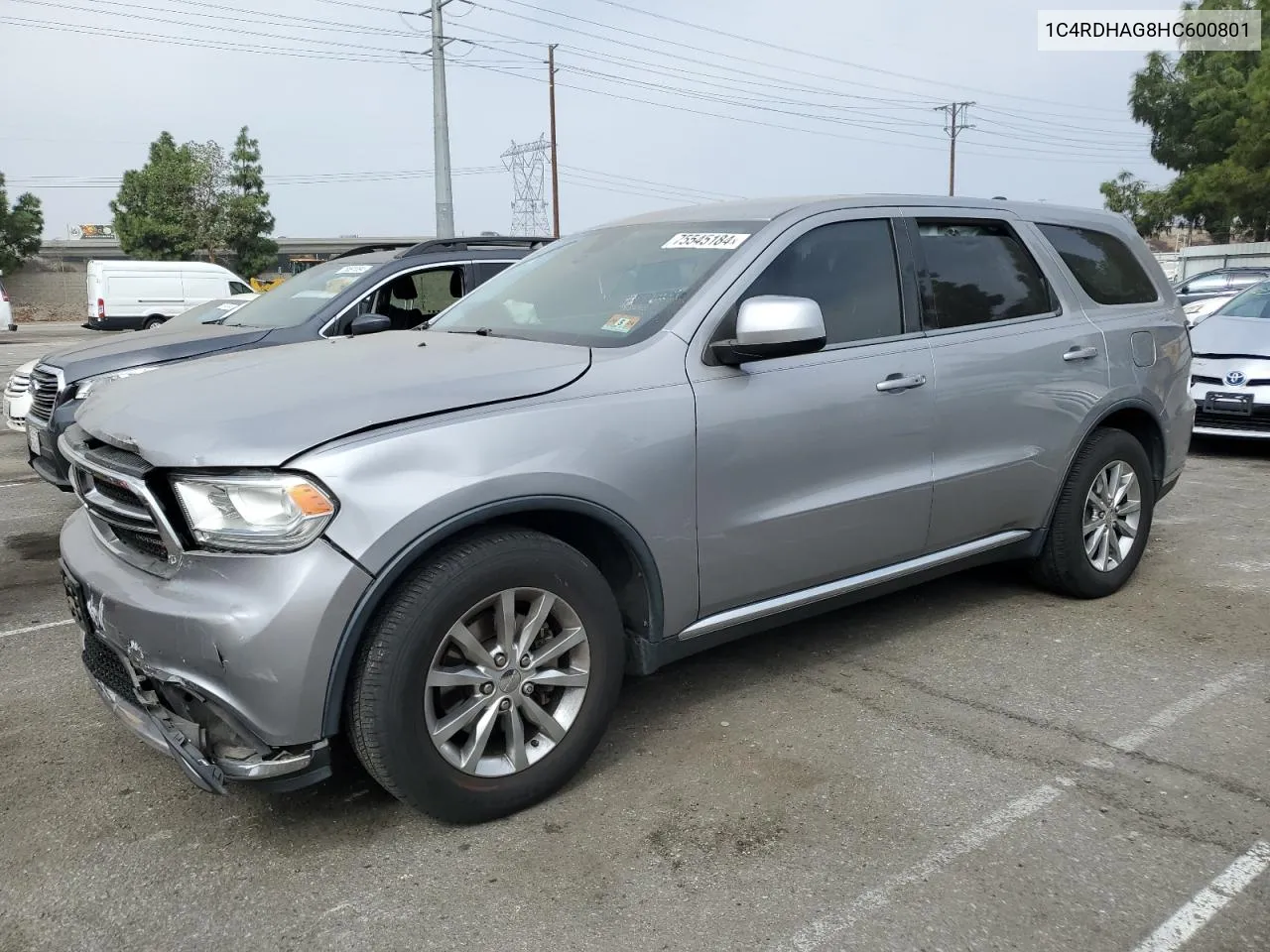 2017 Dodge Durango Sxt VIN: 1C4RDHAG8HC600801 Lot: 75545184