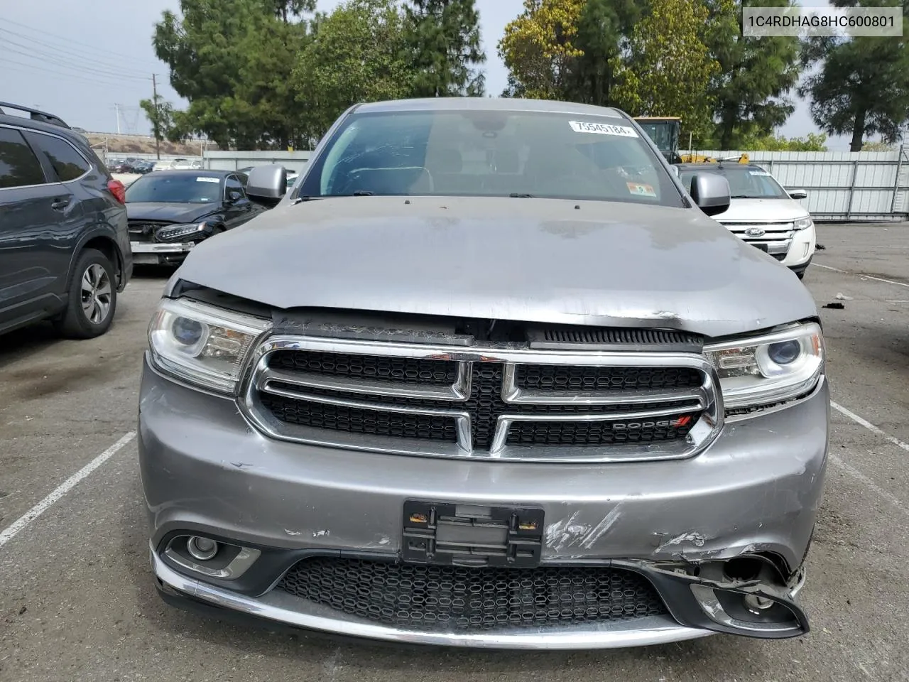 2017 Dodge Durango Sxt VIN: 1C4RDHAG8HC600801 Lot: 75545184