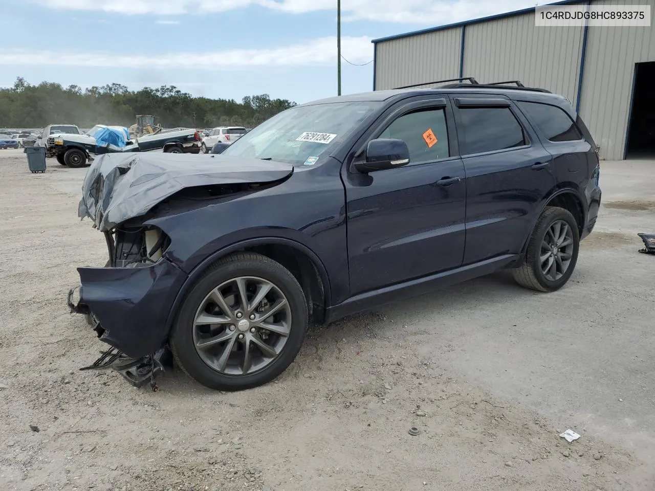 2017 Dodge Durango Gt VIN: 1C4RDJDG8HC893375 Lot: 76291284