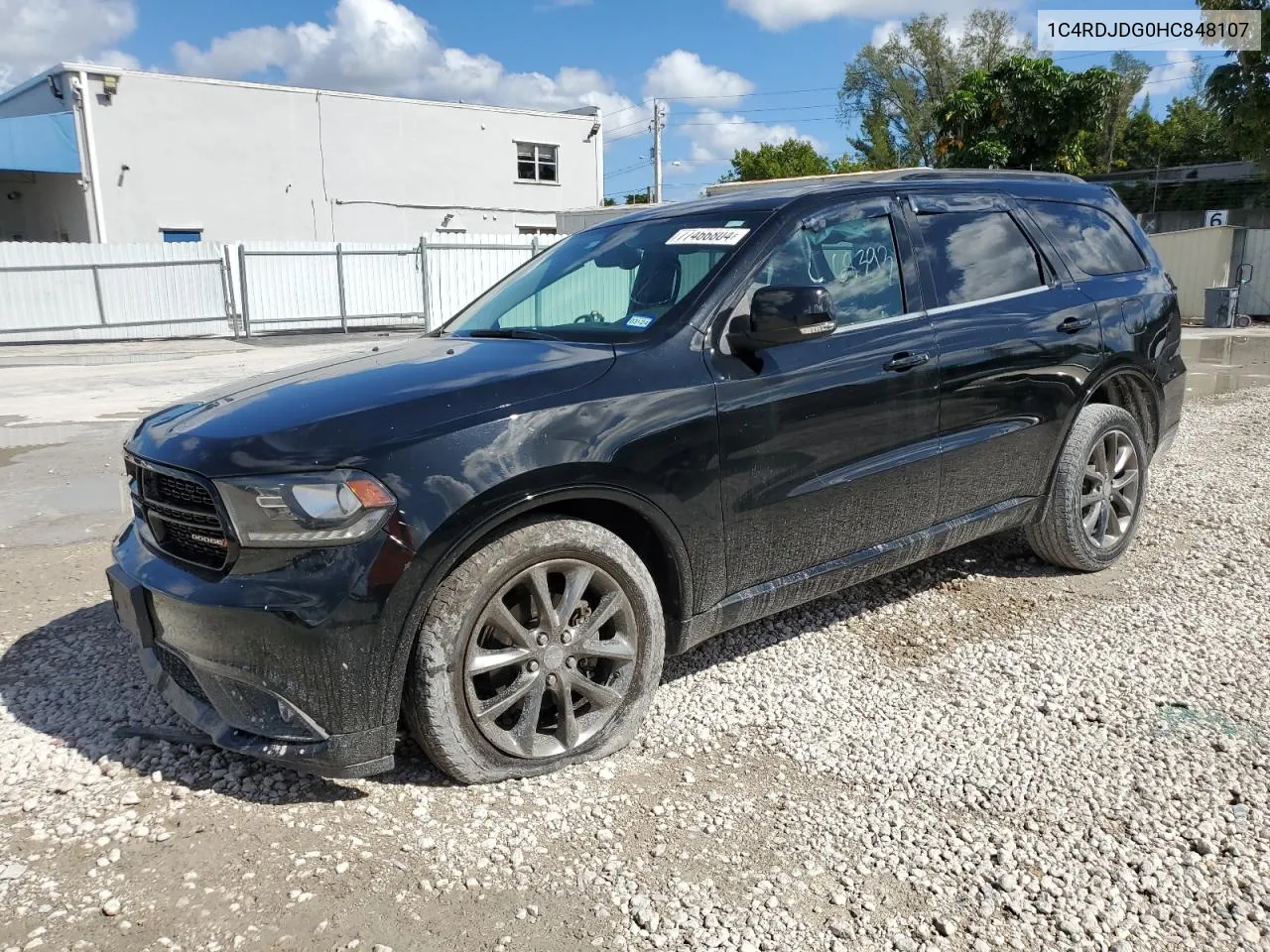 2017 Dodge Durango Gt VIN: 1C4RDJDG0HC848107 Lot: 77466804