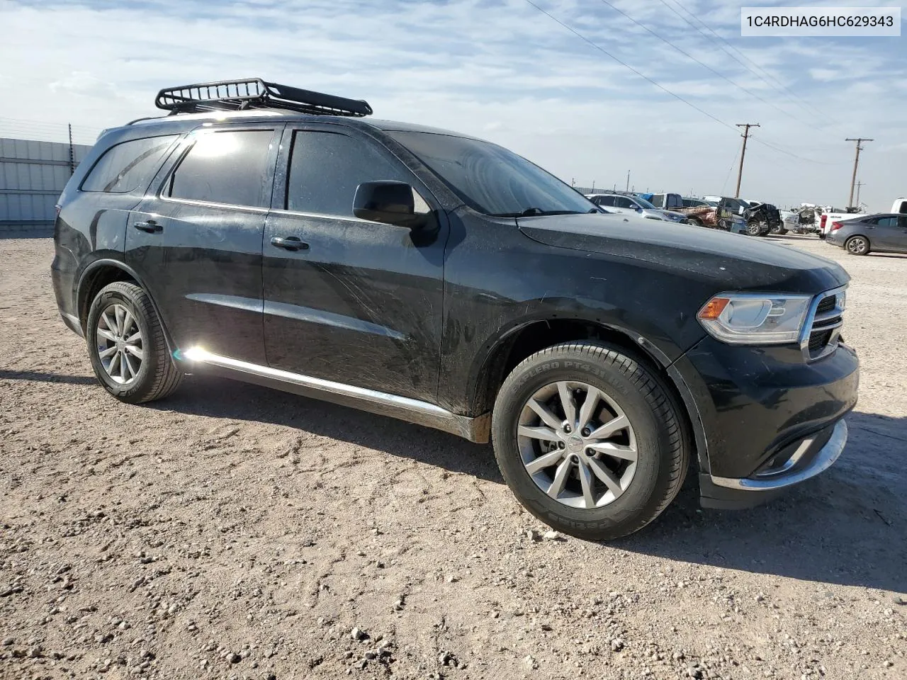 2017 Dodge Durango Sxt VIN: 1C4RDHAG6HC629343 Lot: 78374044