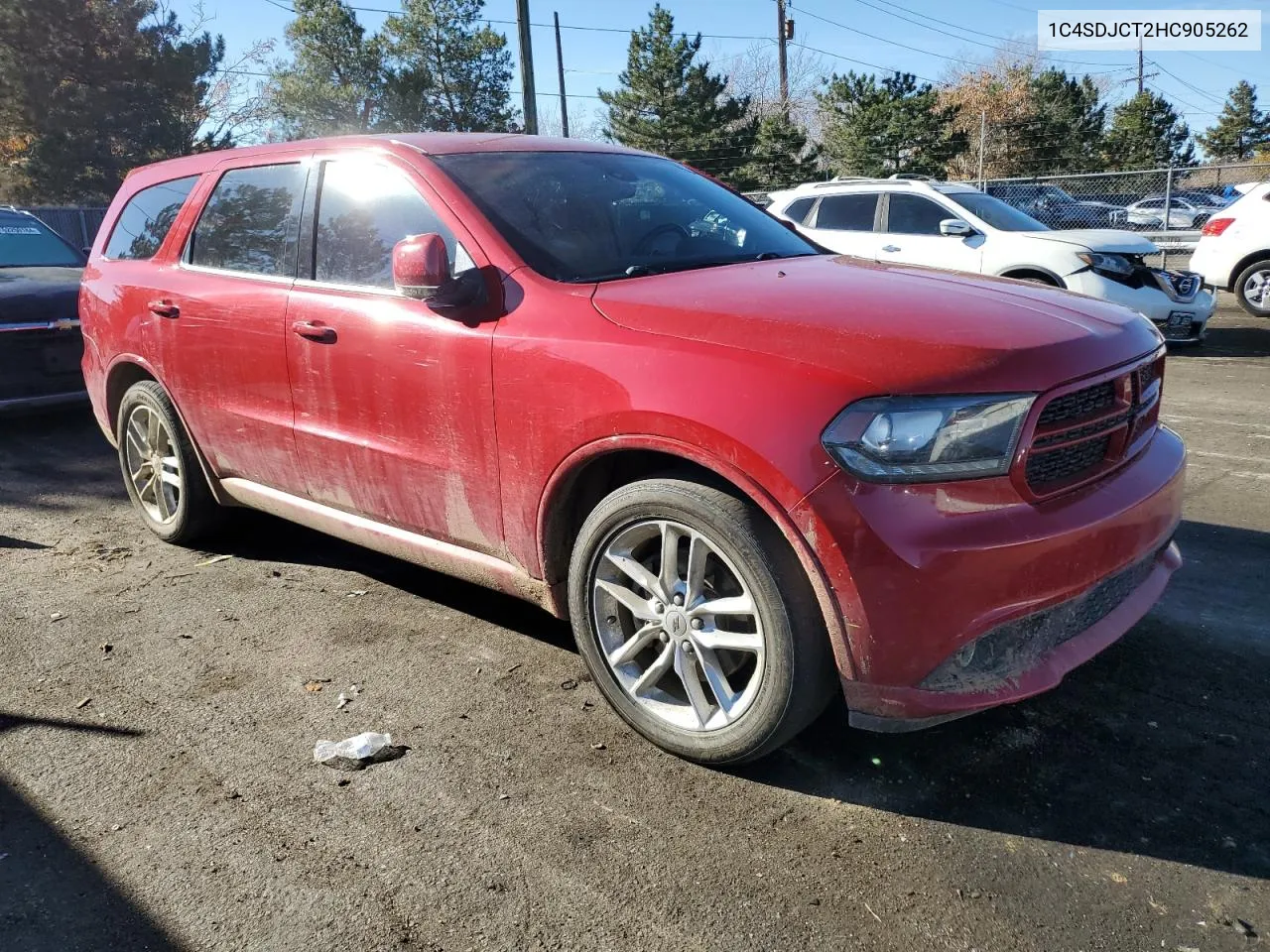 2017 Dodge Durango R/T VIN: 1C4SDJCT2HC905262 Lot: 80676524