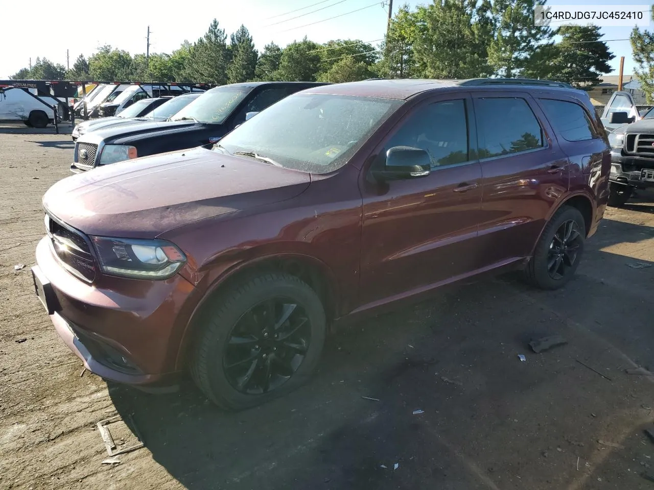 2018 Dodge Durango Gt VIN: 1C4RDJDG7JC452410 Lot: 62206694