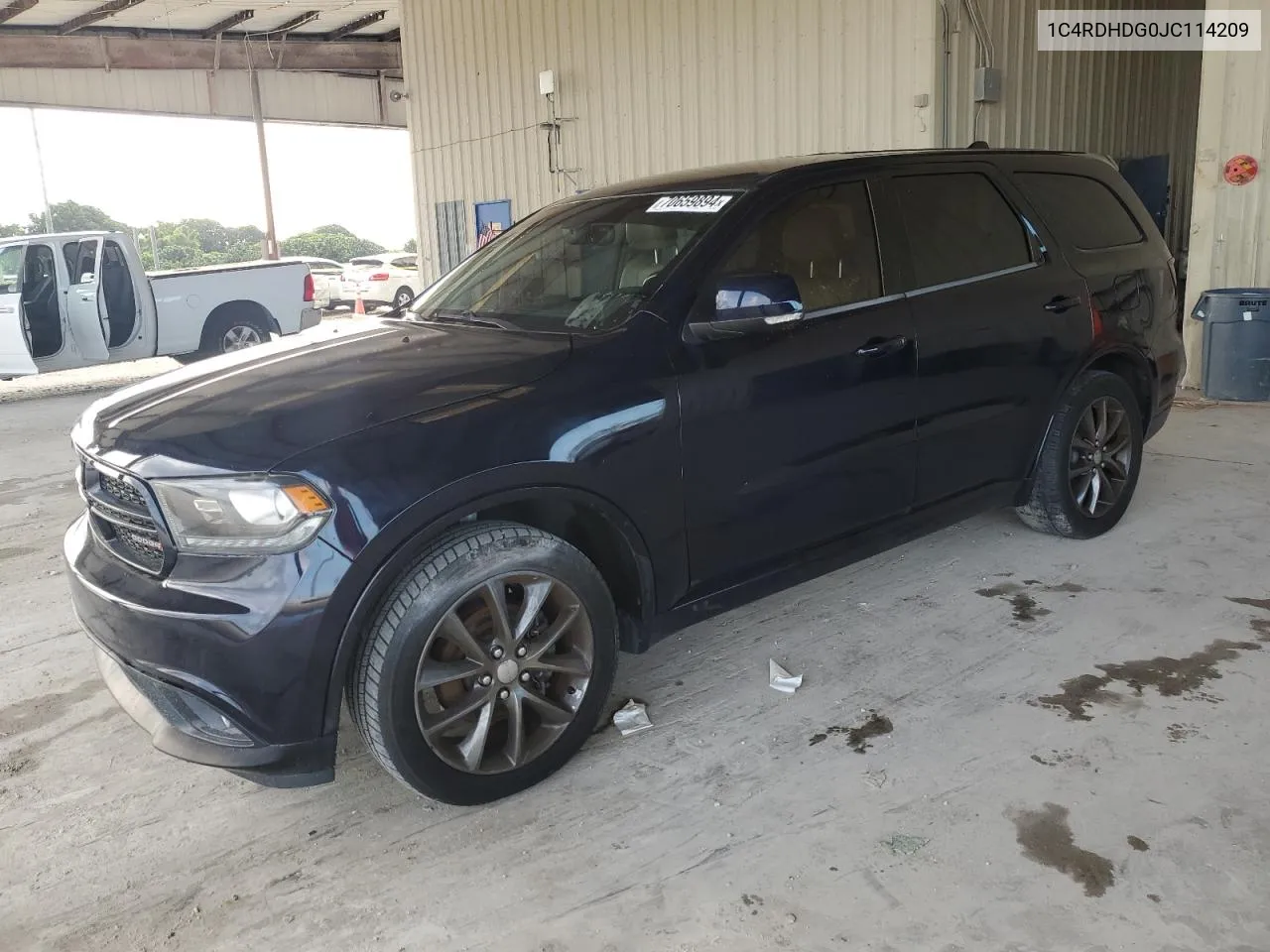 2018 Dodge Durango Gt VIN: 1C4RDHDG0JC114209 Lot: 70659894