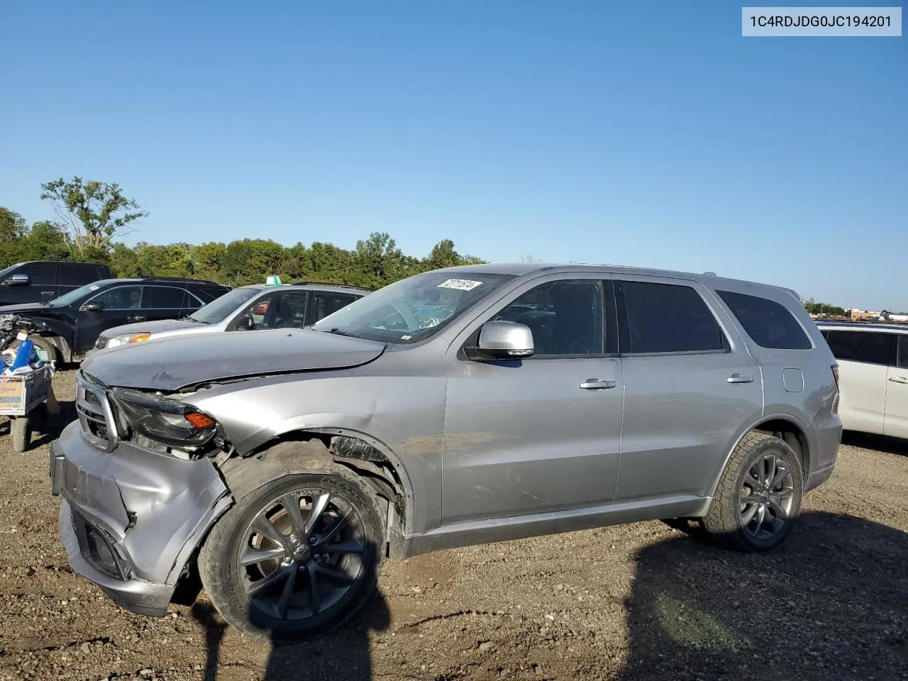 2018 Dodge Durango Gt VIN: 1C4RDJDG0JC194201 Lot: 72711574