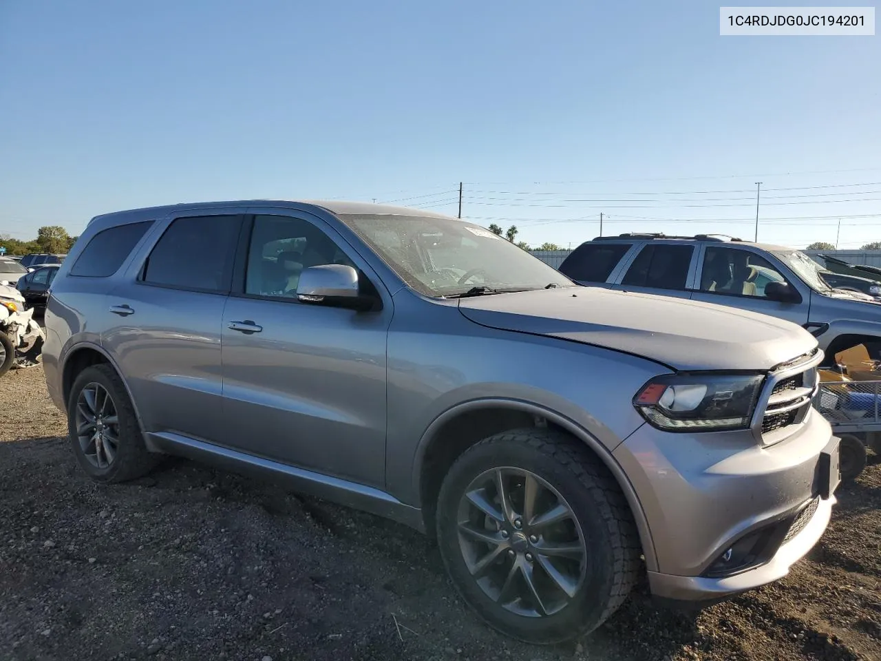 2018 Dodge Durango Gt VIN: 1C4RDJDG0JC194201 Lot: 72711574